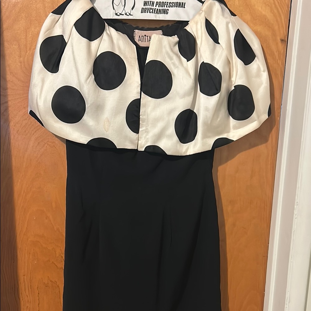 Vintage 1950’s Elegant Black and White Polka Dot Dress